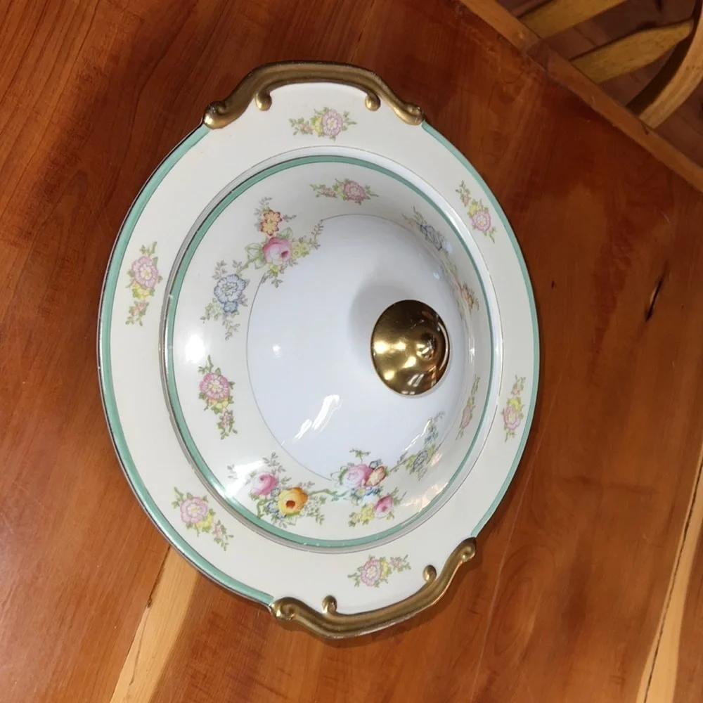 Vintage Hand Painted Floral Tureen Vegetable Lidded Dish China NPR Meito Japan